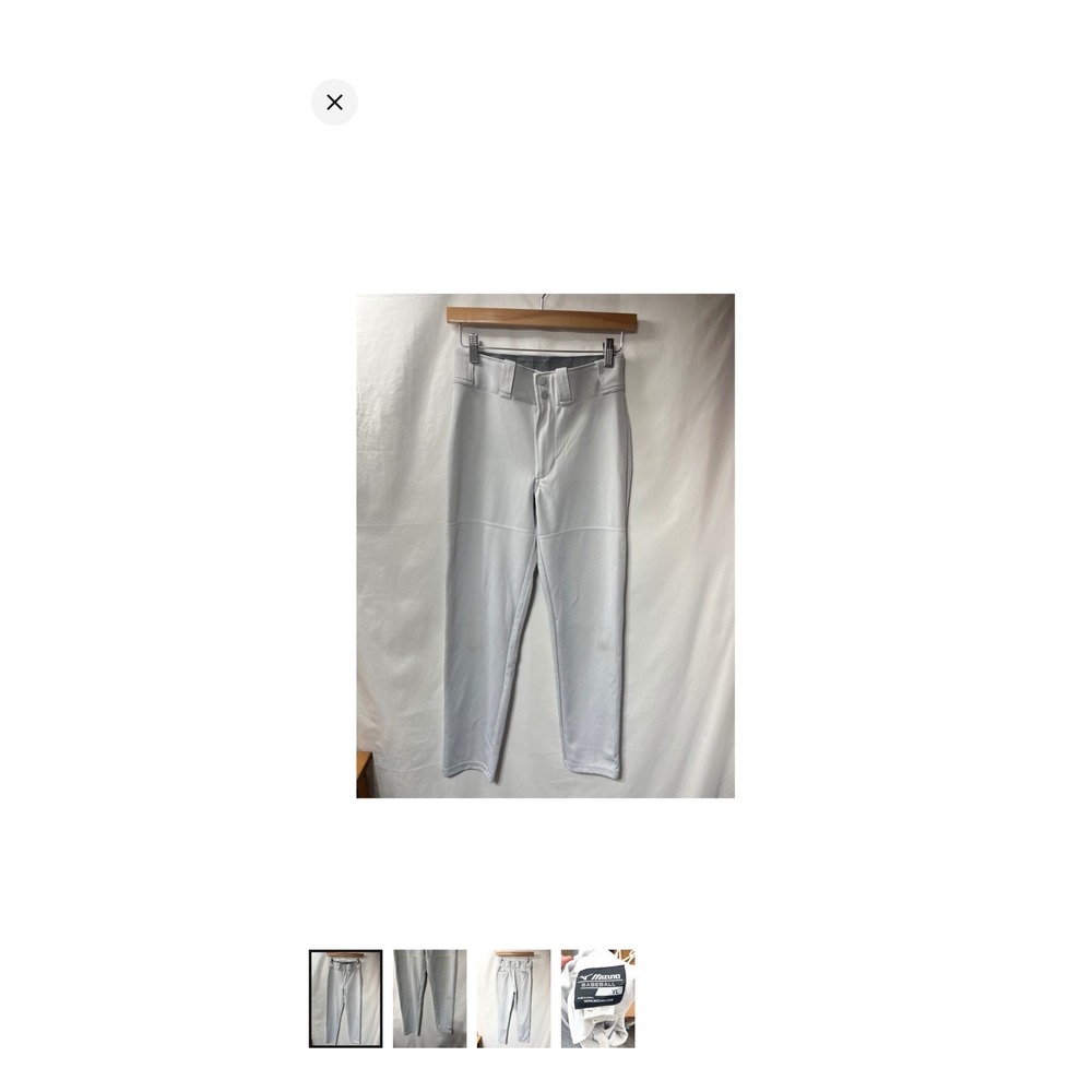 Mizuno Youth Baseball Pants Grey YL Youth Large Double Knee Athletic Sports